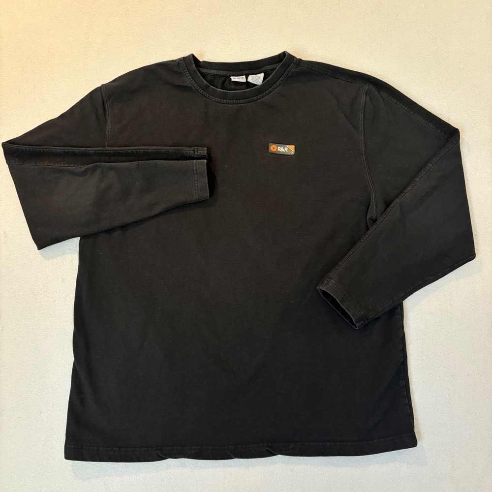 Rest & Recreation Mens XXL Black Long Sleeve Crewneck Cotton Shirt R&R Logo